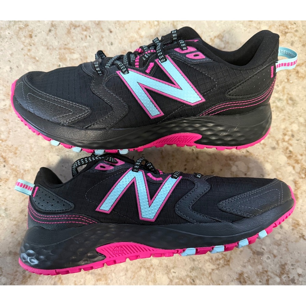 New Balance 410v7 Trail Running Shoes Womens 9 Black Pink Blue WT410BP7